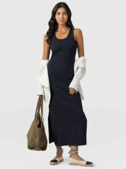 Sleeveless Rib Dress - Navy