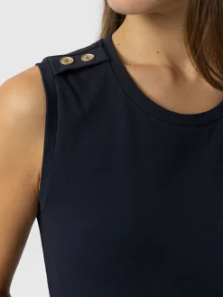 Sleeveless Runway Maxi Dress - Navy