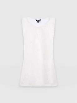 Sophia Contrast Tank - White Broderie
