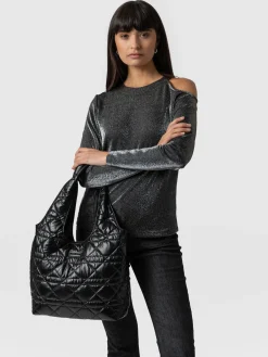 Stella Shoulder Tote Bag - Gloss Black