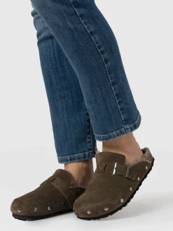 Studded Clogs - Khaki Shearling