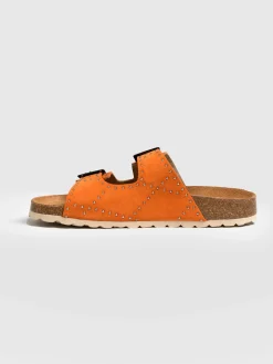Studded Sutton Slides - Orange