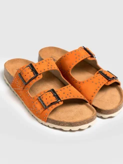 Studded Sutton Slides - Orange