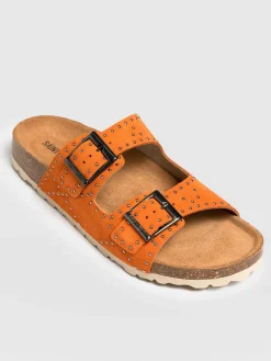 Studded Sutton Slides - Orange