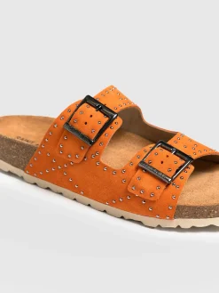 Studded Sutton Slides - Orange