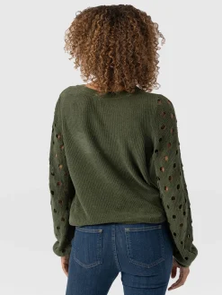 Suki Lace Hole Knit - Green