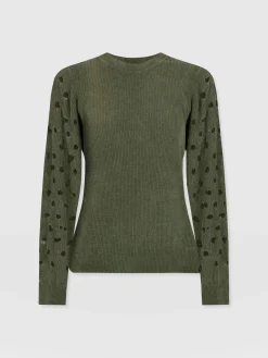 Suki Lace Hole Knit - Green