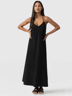 Sunset Dress Black - Red Lurex