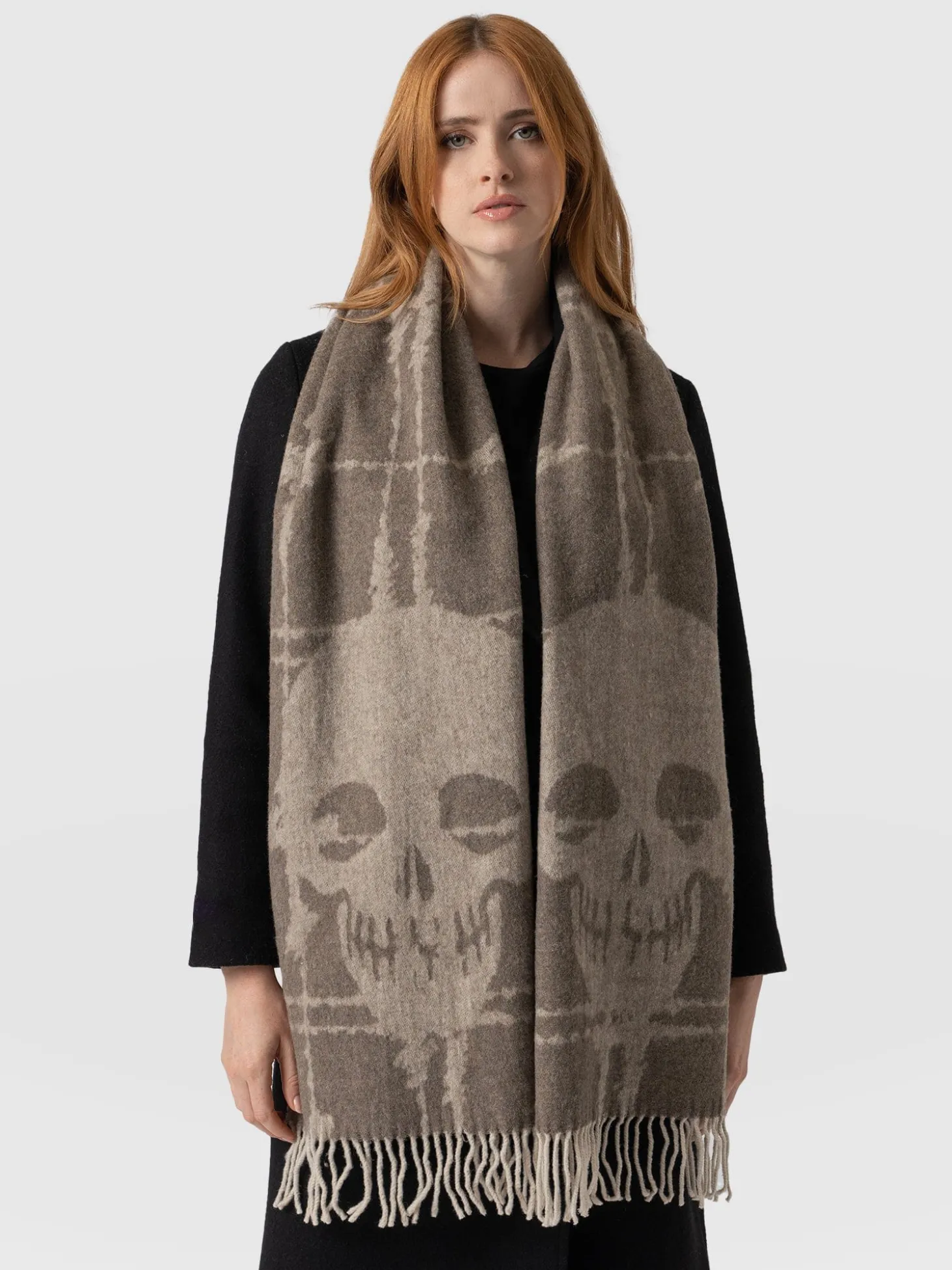 Sutton Skull Scarf - Beige