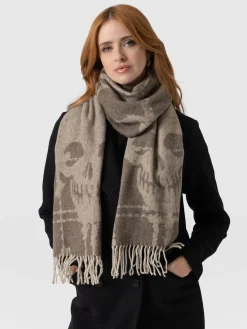 Sutton Skull Scarf - Beige