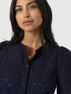 Tabitha Short Sleeve Blouse - Navy