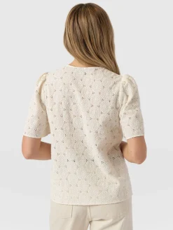 Tabitha Short Sleeve Blouse - Cream