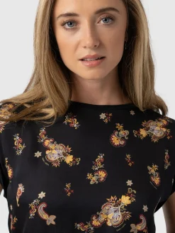 Turn Up Contrast Tee - Black Paisley