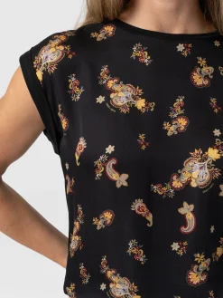 Turn Up Contrast Tee - Black Paisley