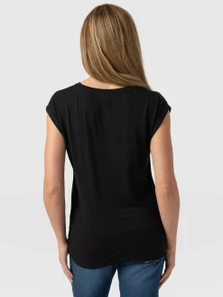 Turn Up Contrast Tee - Black Paisley