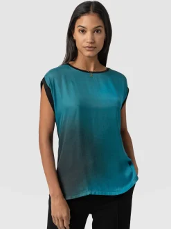 Turn Up Contrast Tee - Blue Coral