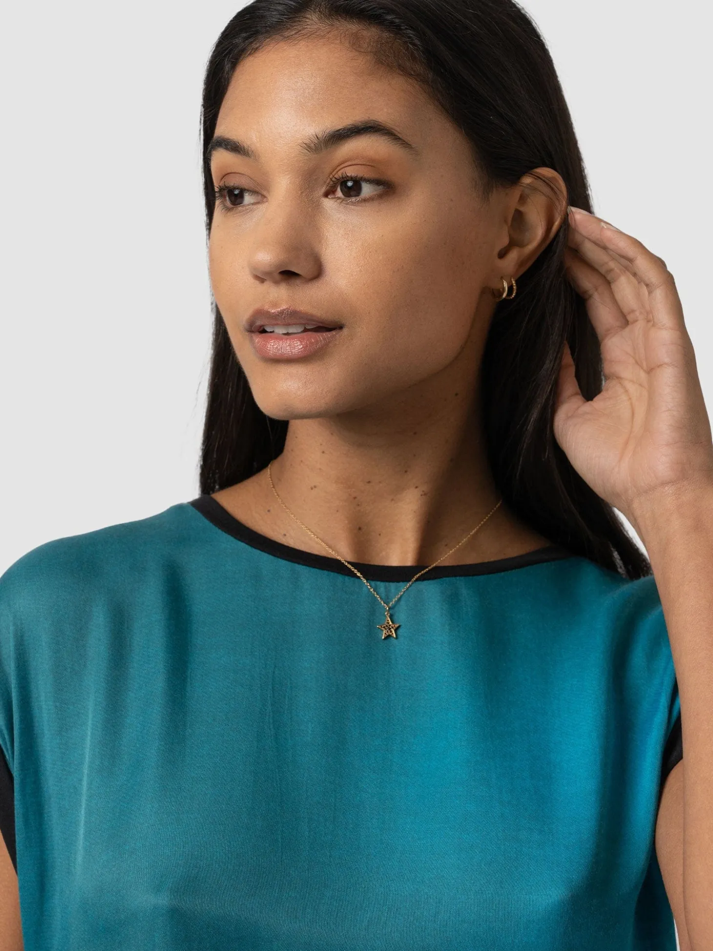 Turn Up Contrast Tee - Blue Coral