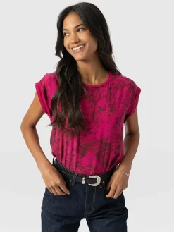 Turn Up Contrast Tee - Pink Marble