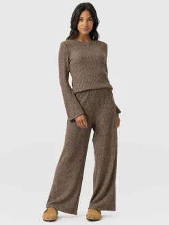 Victory Rib Wide Leg Pant - Beige