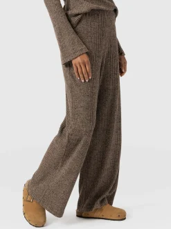 Victory Rib Wide Leg Pant - Beige