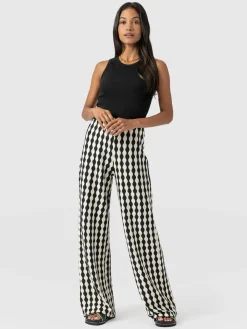 Victory Wide Leg Pant - Black/Cream