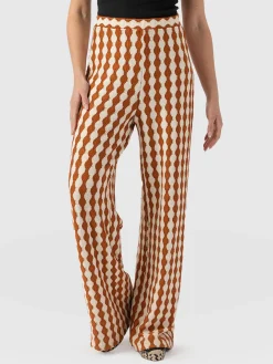 Victory Wide Leg Pant - Brown/Cream