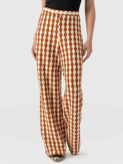 Victory Wide Leg Pant - Brown/Cream