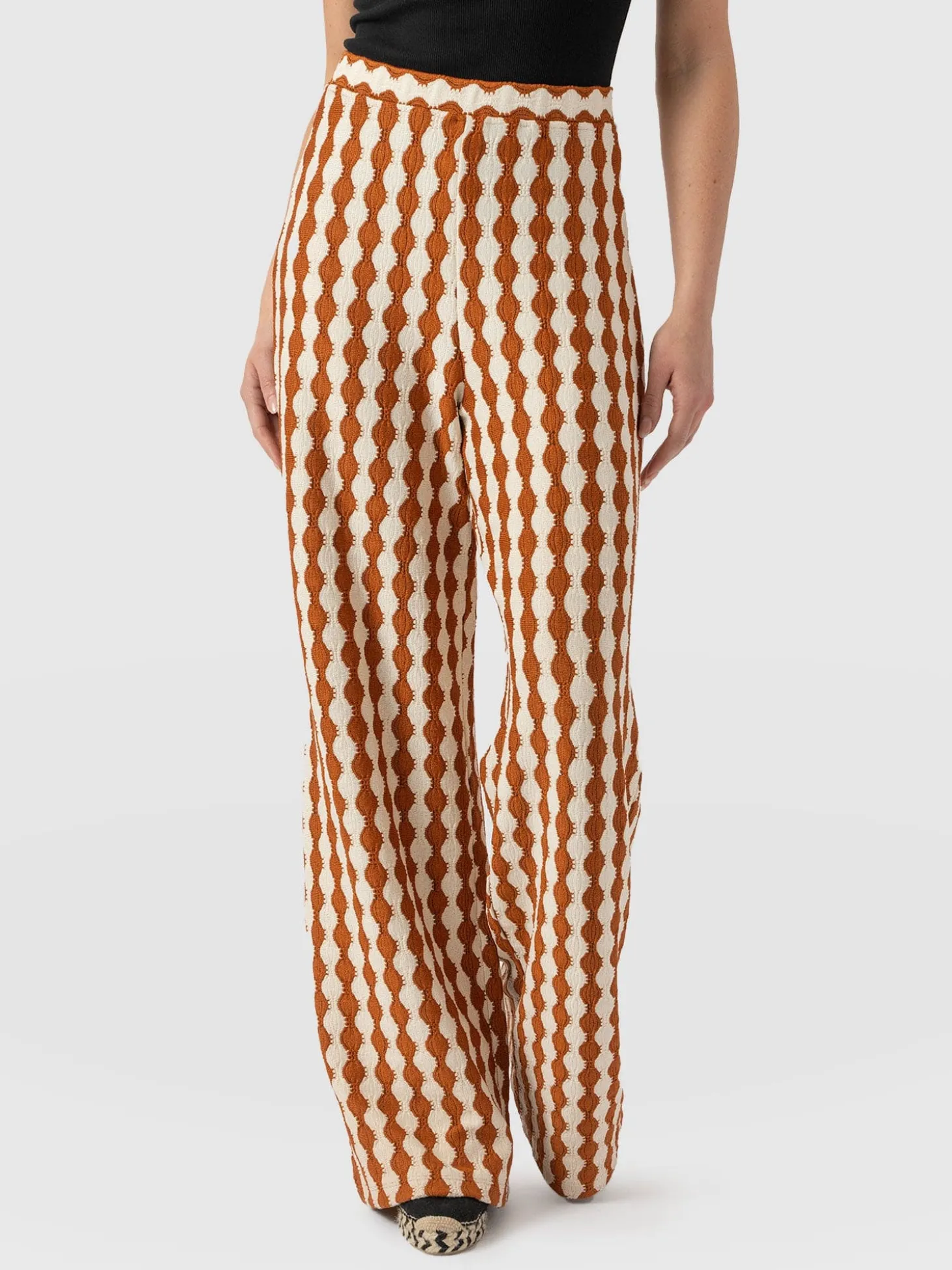 Victory Wide Leg Pant - Brown/Cream