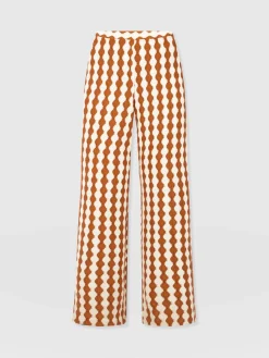 Victory Wide Leg Pant - Brown/Cream