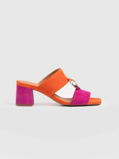 Vivienne Heeled Mules - Pink/Orange