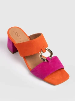 Vivienne Heeled Mules - Pink/Orange