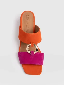 Vivienne Heeled Mules - Pink/Orange