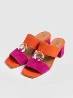 Vivienne Heeled Mules - Pink/Orange