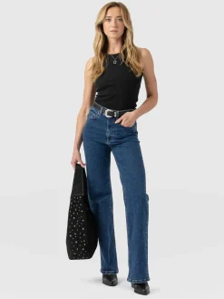 Wide Leg Jean - Mid Blue