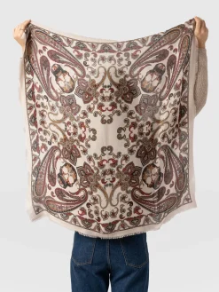 Wren Paisley Scarf - Cream/Burgundy