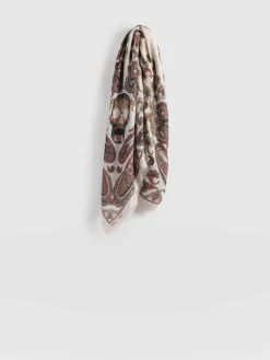 Wren Paisley Scarf - Cream/Burgundy