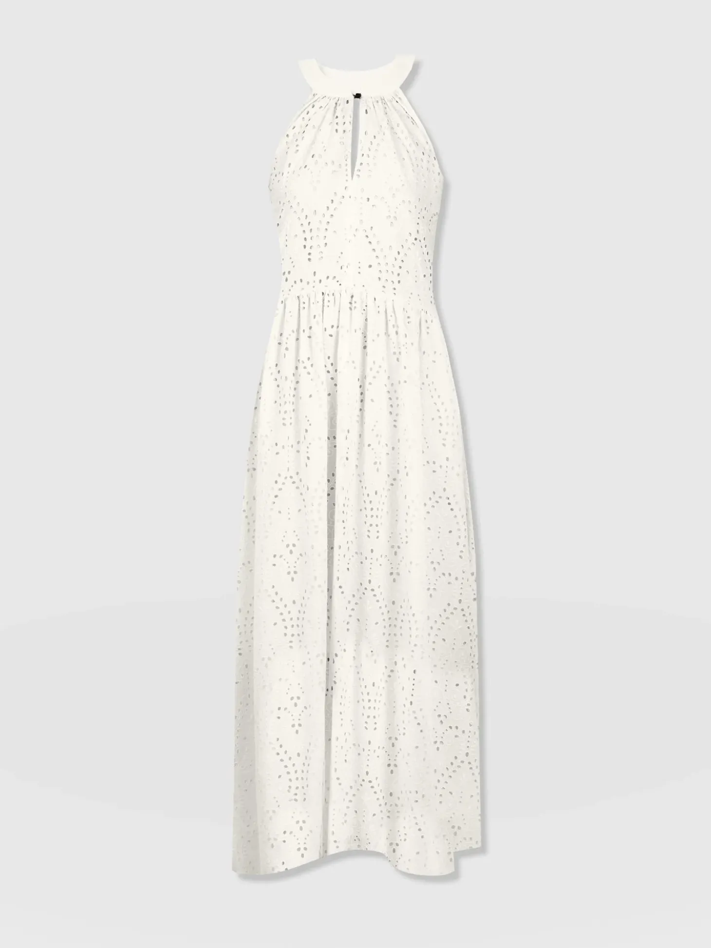 Zoey Halter Neck Dress - White Broderie
